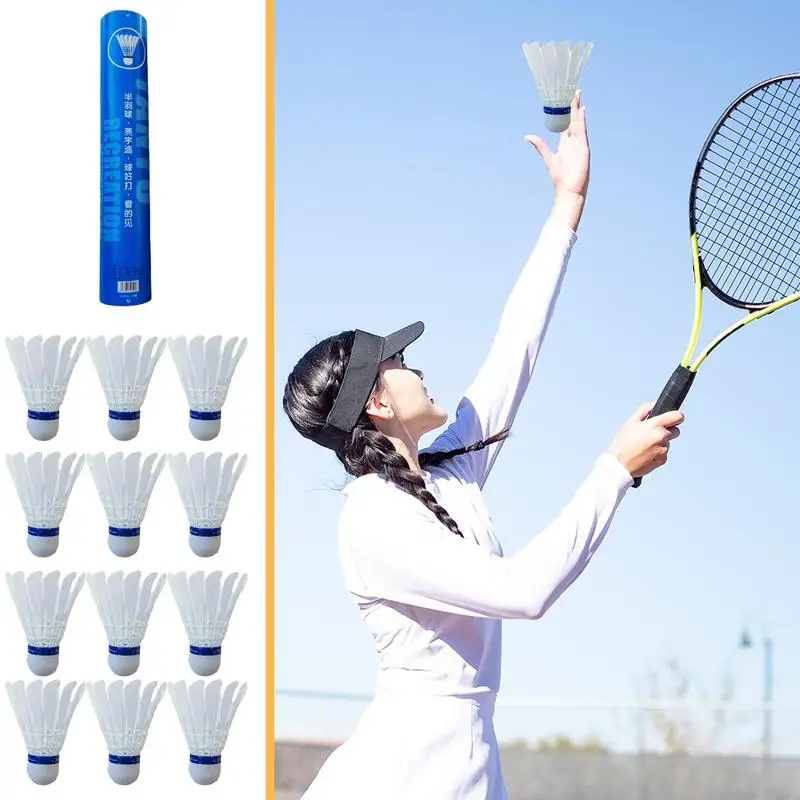 Badminton Shuttlecocks 12pcs High Durability Feather Shuttles Badminton High Stability Shuttlecocks for Training