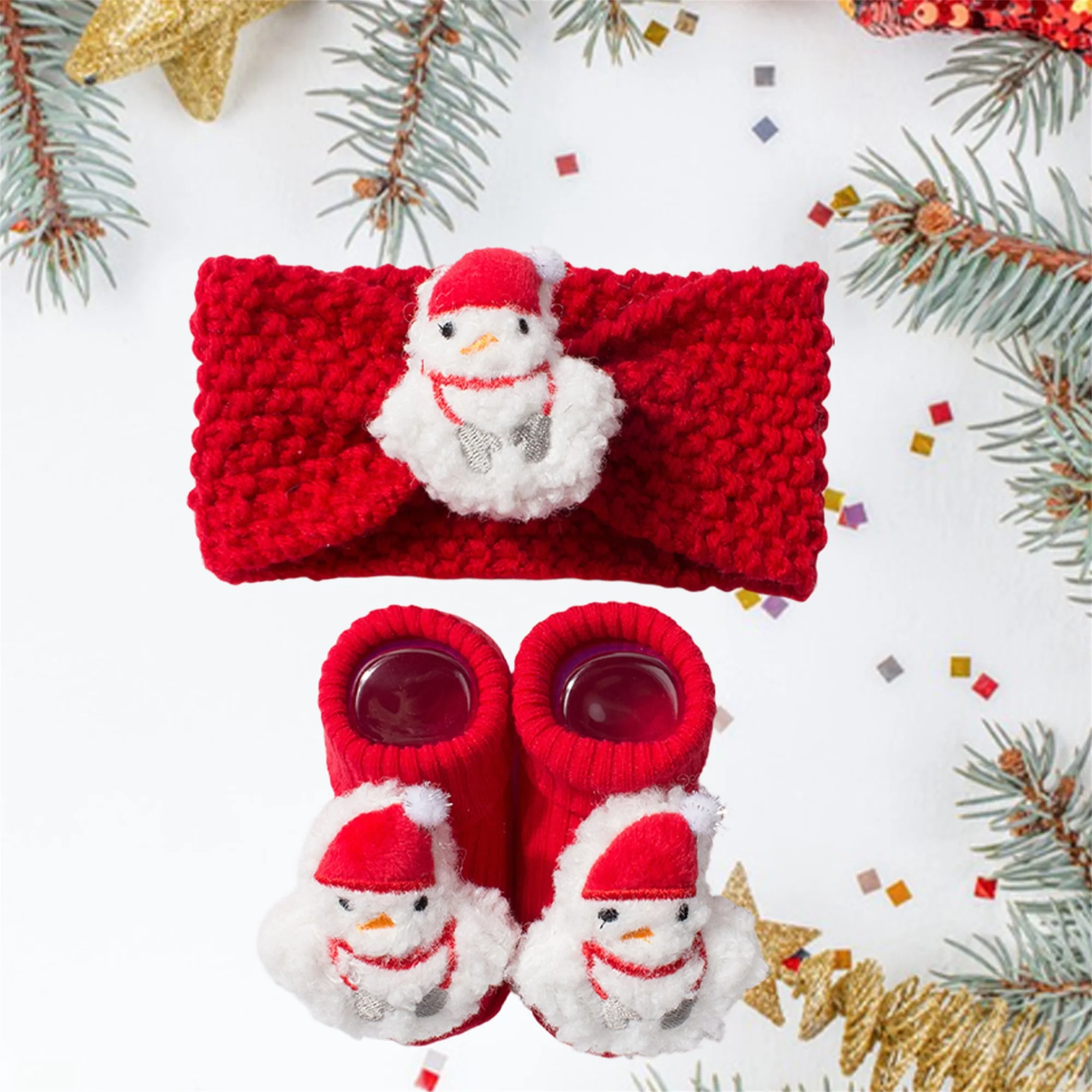 Adorable Infant Winter Mittens and Scarf Set with Snowman Reindeer Design Cozy Fleece Lined Knit Gloves for Kids