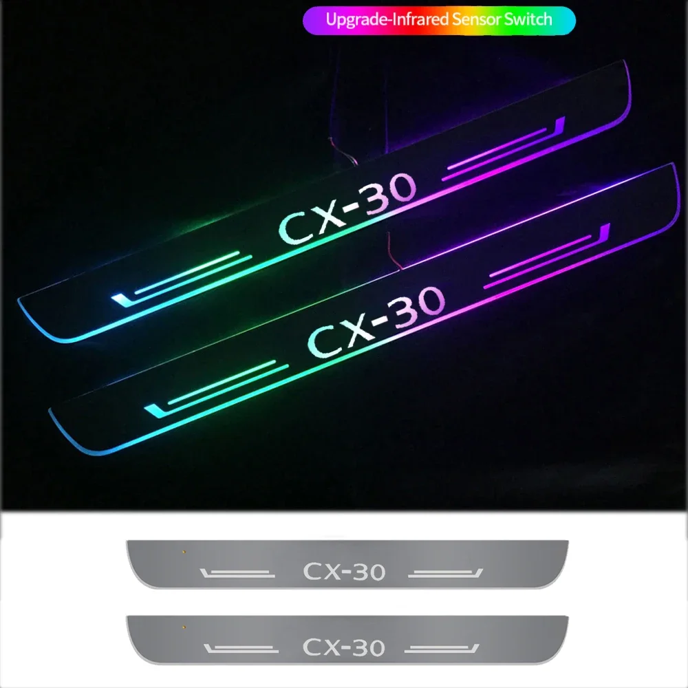 Car Door illuminated Sill Light for MAZDA CX30 Projector Lamp USB Power Moving LED Streamer Door Welcome Pedal