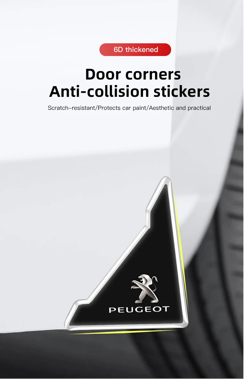 2 Stück Autotür-Eckenschutz-Aufkleber Dekoration für neue Peugeot 206 208 207 3008 308 2008 107 508 607 106 406 407 307 301 408 – Detail 1