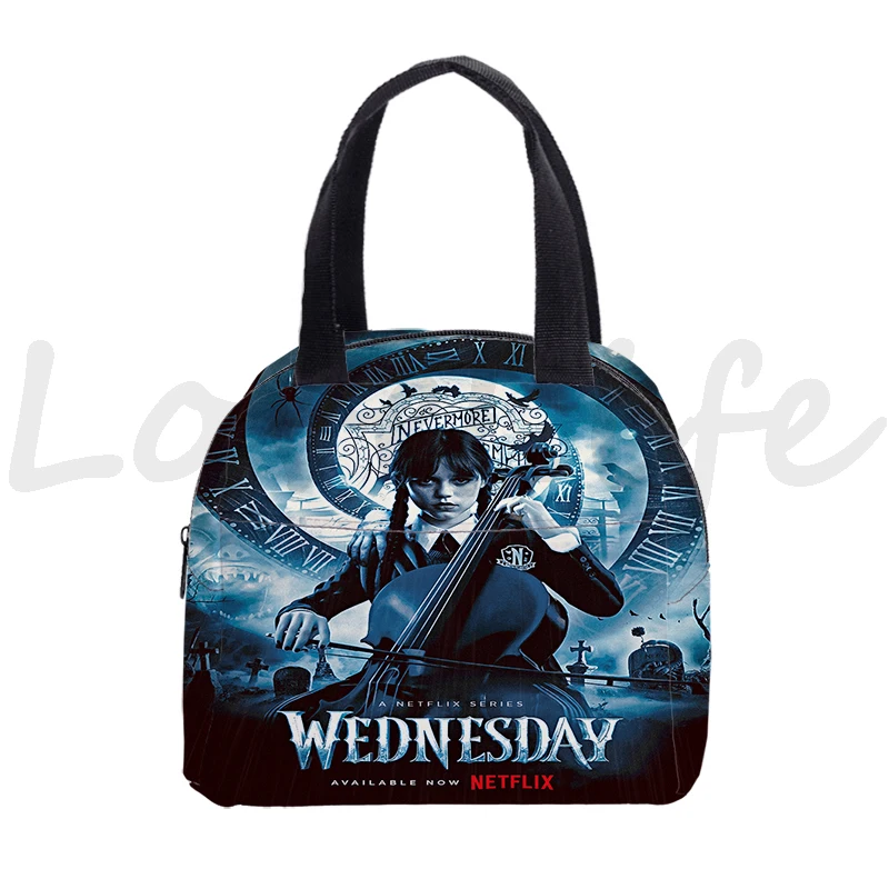 

Wednesday Addams Lunch bag Bento Box Thermal Insulated Pouch For Kids Children School Snacks Container Handbags Cooler Bags