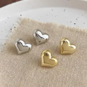 925 Silver Needle Korean Fashion Heart Earrings For Women Metal Earing Jewelry 2025 Trending New Sweet Peach Heart Earrings Gift
