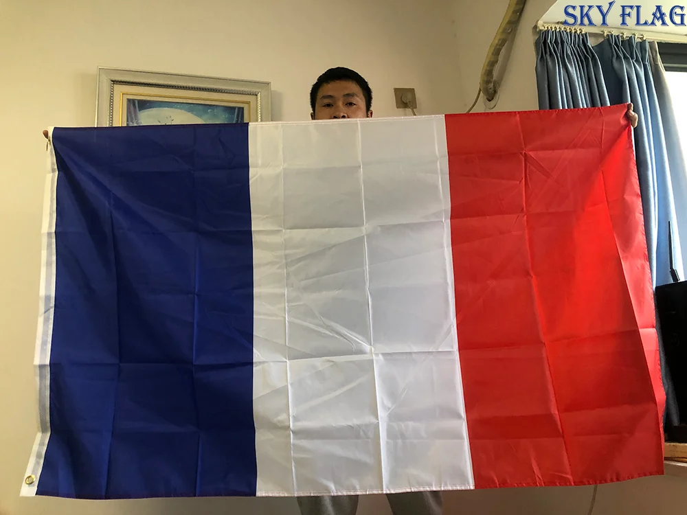 SKY flag Wholesale 100pcs France flag 60x90cm 90*150cm Hanging blue white red fra fr french Polyester Banner French flag