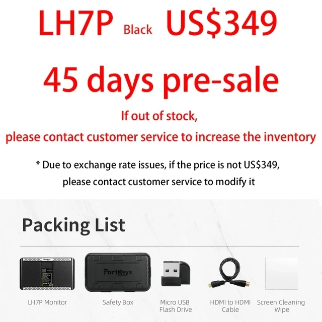 Portable monitor dslr field monitor Portkeys LH7P 7 Inch 4K monitor Dslr WiFi Bluetooth control camera BMPCC SONY white lightweight portable studio monitor