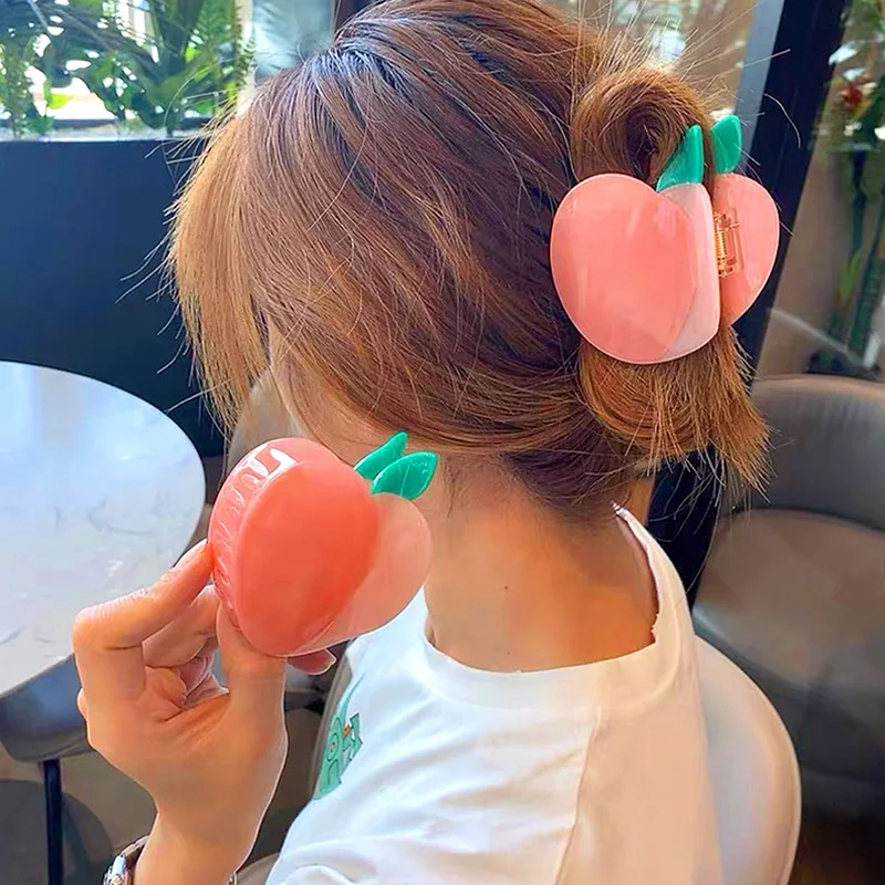 

Korean Creative Fruit Shape Hair Claw Acetic Acid Strawberry Peach Cherry Hair Clips Women Girls Hairstyle Shark Clip Headwear