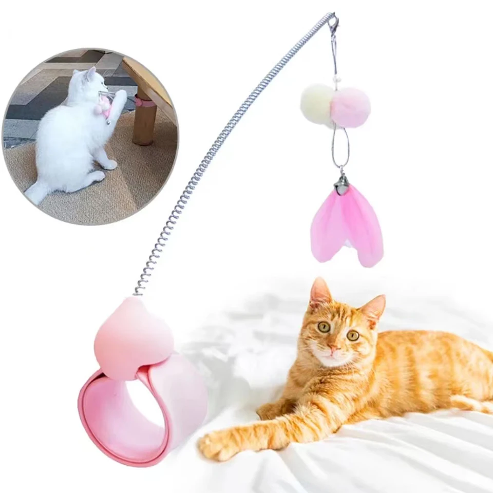 

Cat Toys Pop Ring Type Multi Purpose Funny Cat Stick Cat Interactive Play Toys Hot Selling Quality Feather Material