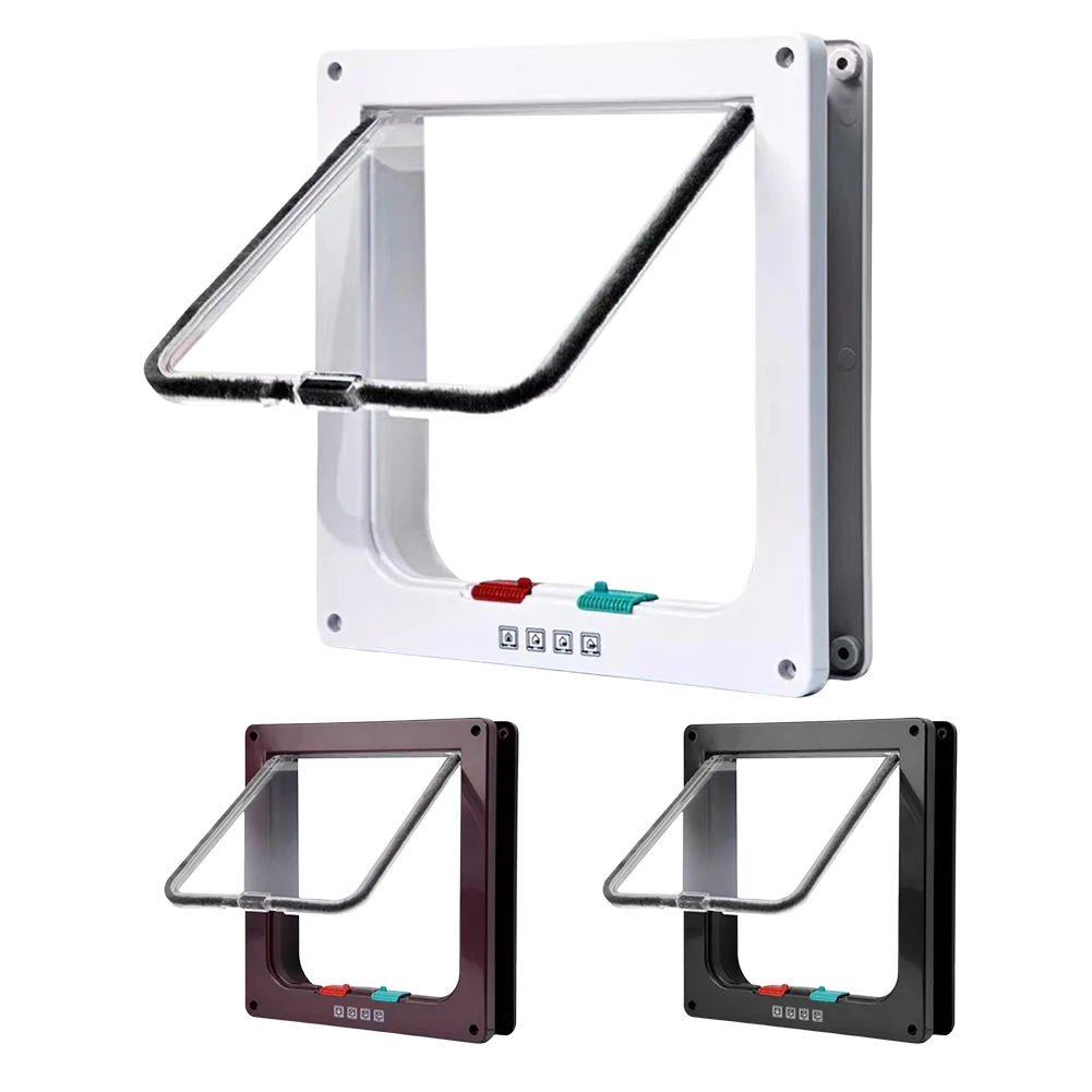 Cat Flap Door with 4 Way Security Lock ABS Plastic for Small Pets