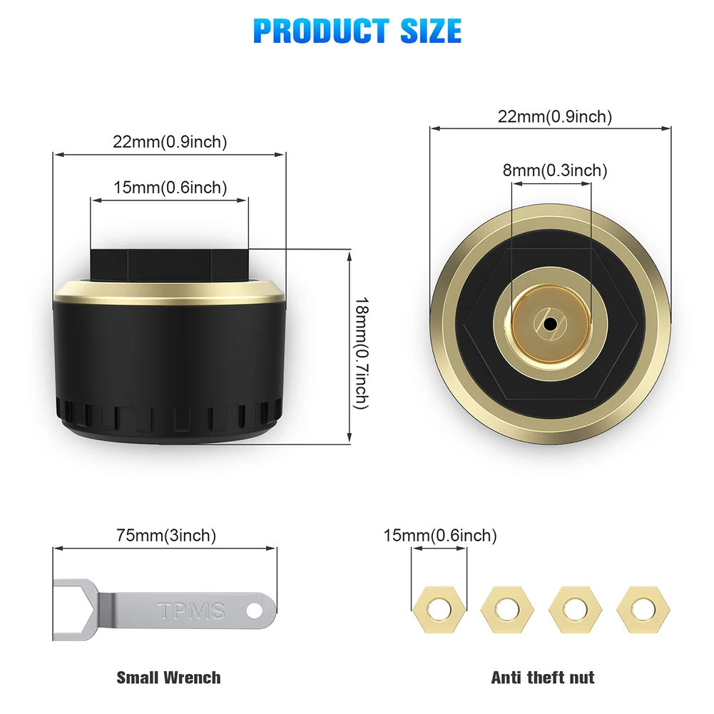 KAOLALI Sistema di monitoraggio della Pressione dei Pneumatici TPMS,[4/6 modalità Ruota] 0.01 Bar Alta Precisione TPMS, con 6 Sensori Pressione Pneumatici per Auto Camper per Camion LKW