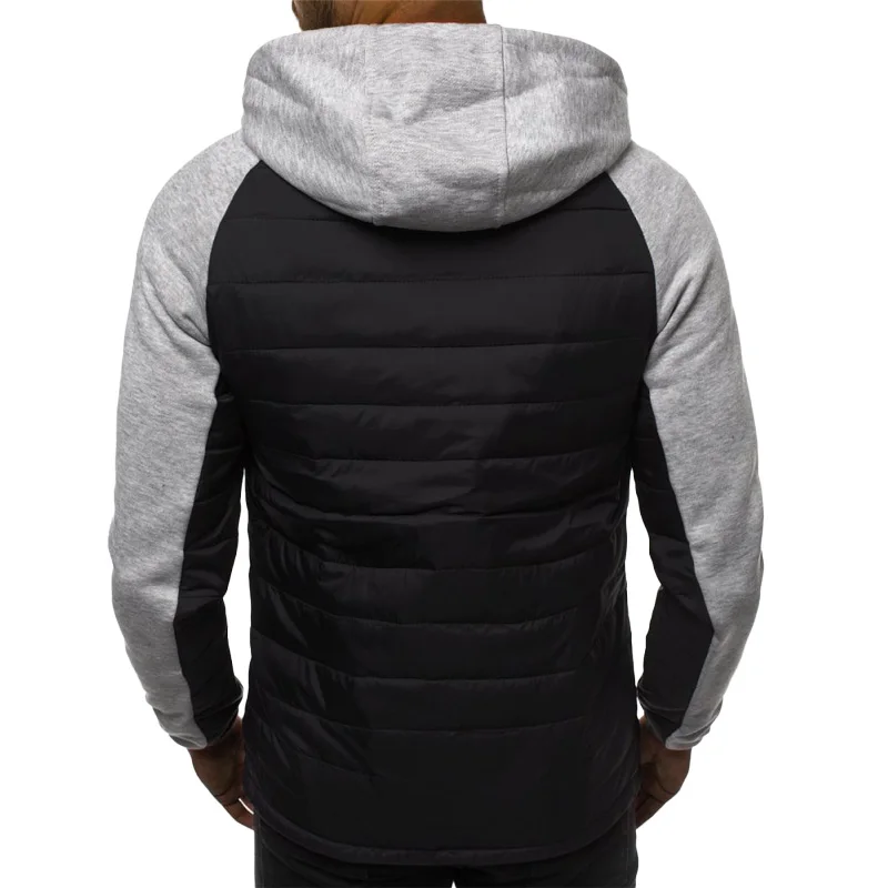 Fashionable men's patchwork jacket Military style casual men's windbreaker jacket Men's zippered hip-hop hooded jacket