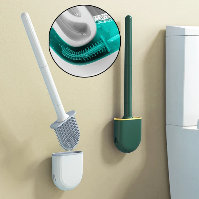 Leválasztható Vízszivárgással Bizonyított Wc -Kefe Alap Szilikon Lapos Fej Rugalmas Puha Sörték Kefe Gyors Szárítással, Könnyű Tisztítással