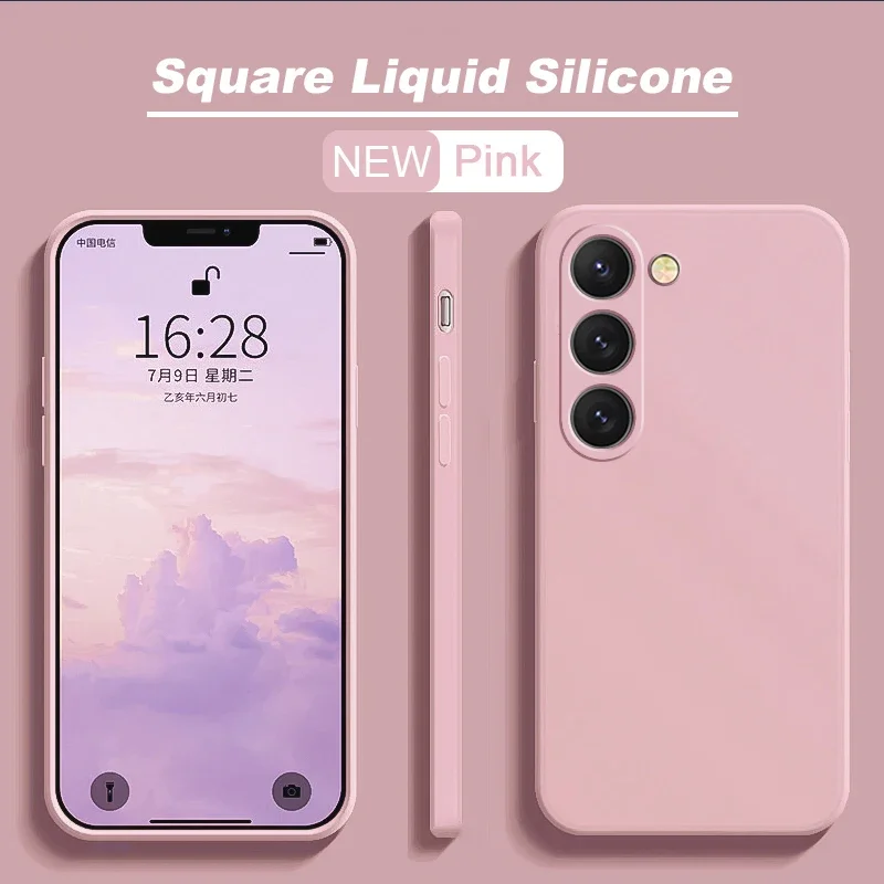 thumbnail image 1 of Nueva funda cuadrada de silicona líquida para Samsung Galaxy S24 S23 S22 S21 S20 Ultra Plus FE A54 A53 A52 A73 5G 4G funda suave a prueba de golpes, 1 of 5