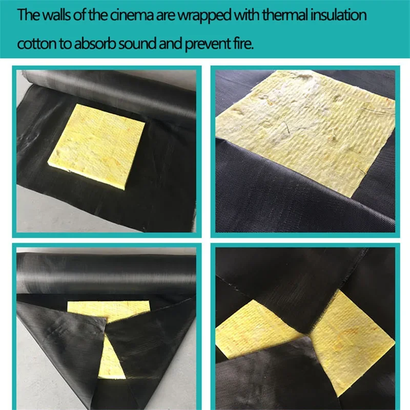 High-density Black Glass Fiber Cloth Fireproof Retardant Partition Material Heat and Cold Insulation Textile Wallcoverings glass fiber cloth