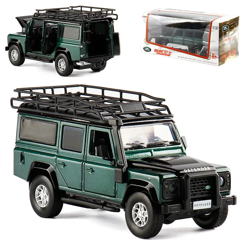 

1: 32jk Land Rover Defender, шестидверный внедорожник, металлический автомобиль со звуком, модель автомобиля из сплава, детская игрушка, праздничный подарок