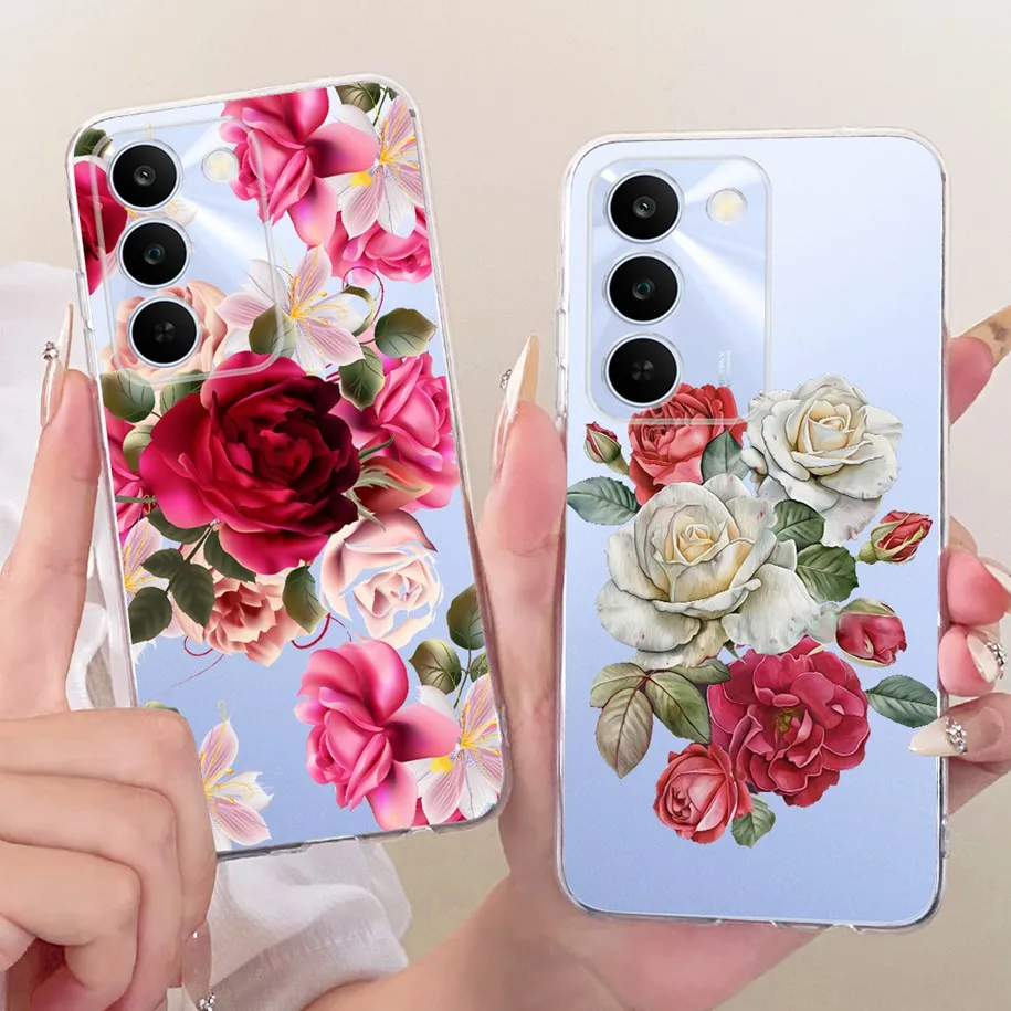 Floral Bow Bumper Soft Silicone Clear Phone Case Cover
