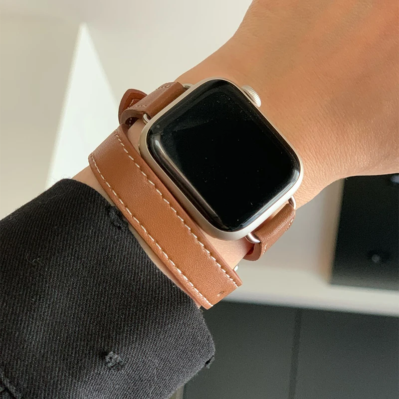 Single Tour Swift Leather Strap For Apple Watch Band 44mm 49mm 45mm 41mm  40mm 42mm Correa Bracelet Iwatch Series 7 Ultra 8 3 Se - Watchbands -  AliExpress