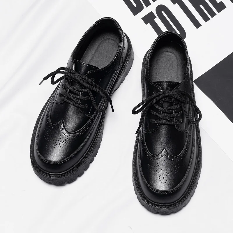 Men's Black Leather Formal Shoes Derby Male Wedding Party Office Business Shoe Man Normal Size