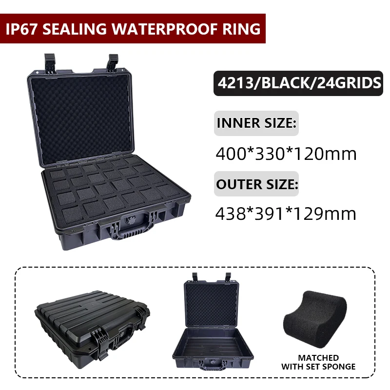 10/15/24 Grid ABS Waterproof Watch Storage Box Shockproof Safety Watch Box Storage Safety Tool