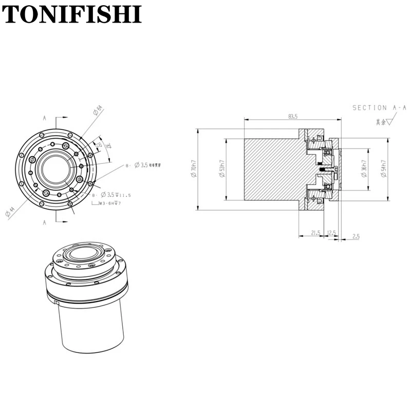 50W 10NM 2000RPM 매니퓰레이터 서보 모터 조인트 서보 모터 로봇 서보 모터 DC 서보 통합 서보 RS485 EasyCan CanOpen