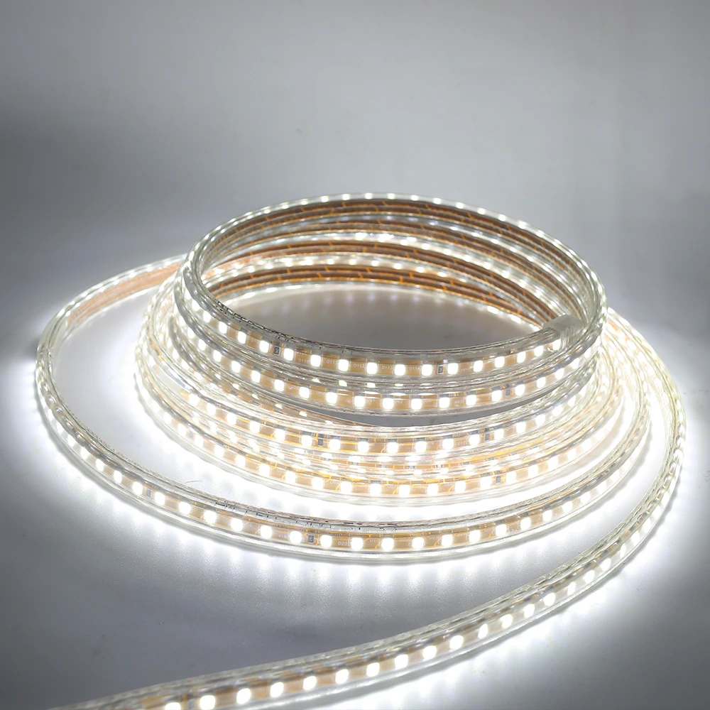 AC 220V LED 스트립 방수 120Leds/M 백색광 실내외 장 유연한 리본 스트립 조명