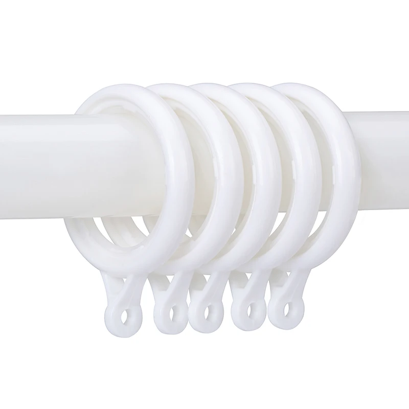 Curtain Rings 32pcs Plastic Noise-free Drapery Hooks Sliding Eyelet Rings Nanoscale Silencing Black/White Curtain Accessories