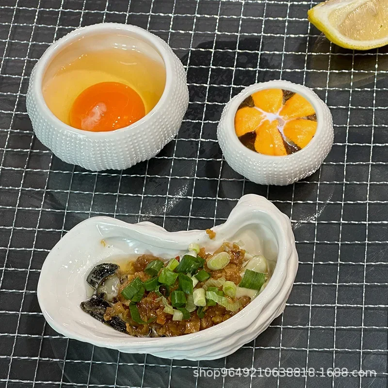 Ceramic Plate Oysters Sea Urchin Dessert Bowl Restaurant Dinner Plate Fruit Salad Bowl Bowls Molecular Gastronomy Tableware appetizer plates vegetable plate