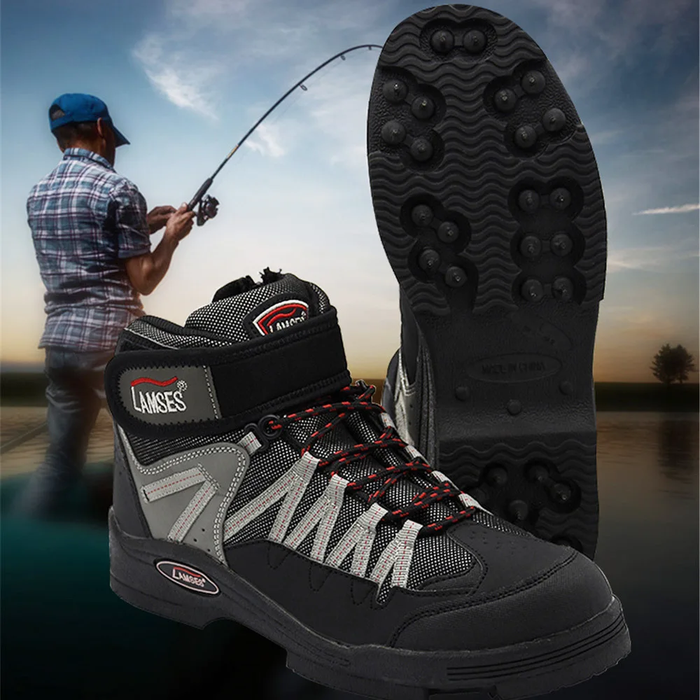 New Upstream Boots Fly Fishing Shoes Rubber Sole With Nails Professional Self Locking Waders Climbing Hiking Skid-proof