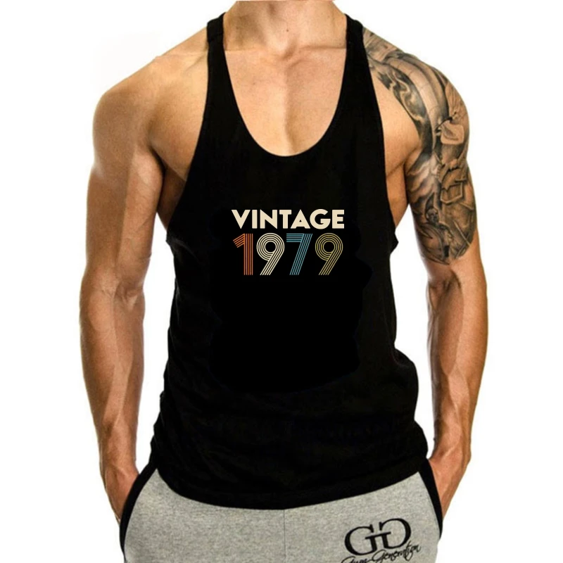 

Vintage 1979 Men tank top men Black Cotton S 4Xl 011417