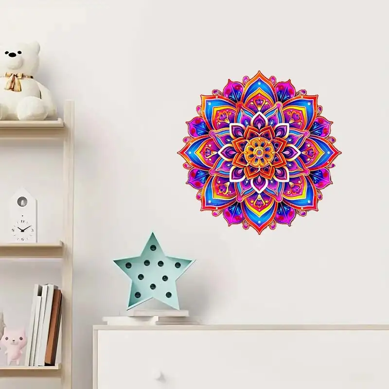 Wall Stickers Neon Mandala Creative Bathroom Living Room Background Decor