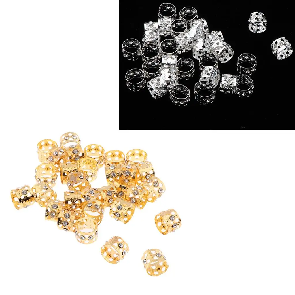 

60Pcs Beads Beads Metal Cuffs with Shiny Crystal Hollow Design