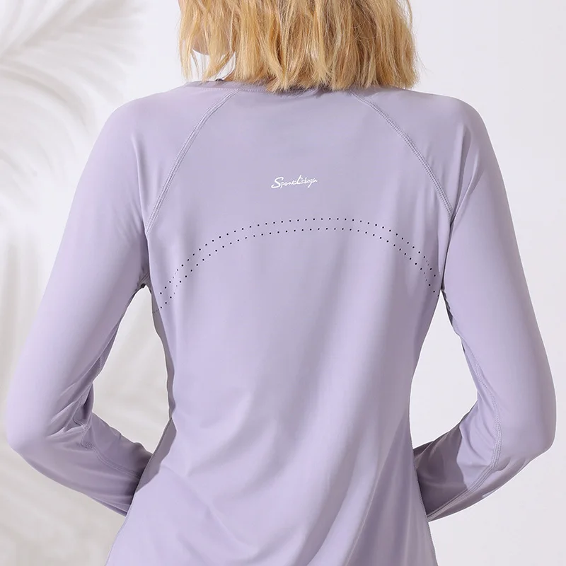 Long Sleeve Tees Sport Top For Women Shirts Cover Hip Gym Shirt Fitness Fitted Tops Quick Dry Blouses Running Pilates Wear