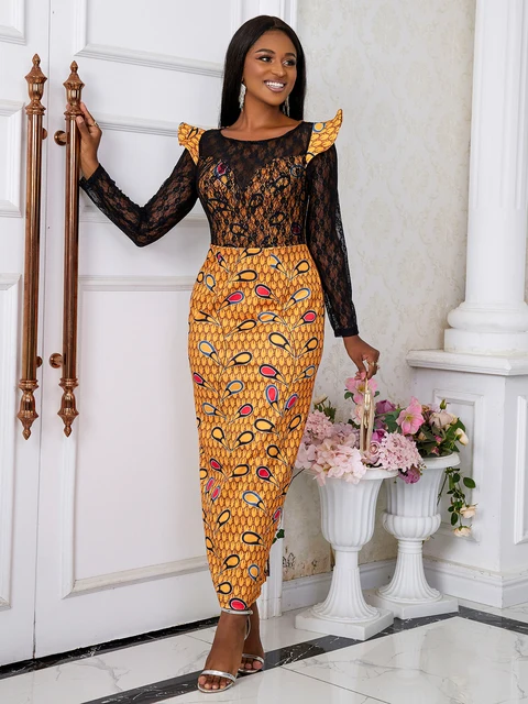 Ejiro Long Sleeve Print Gown - Image 2