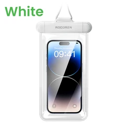 Universal Waterproof Phone Pouch with Transparent Protection Cover (White IPX8)