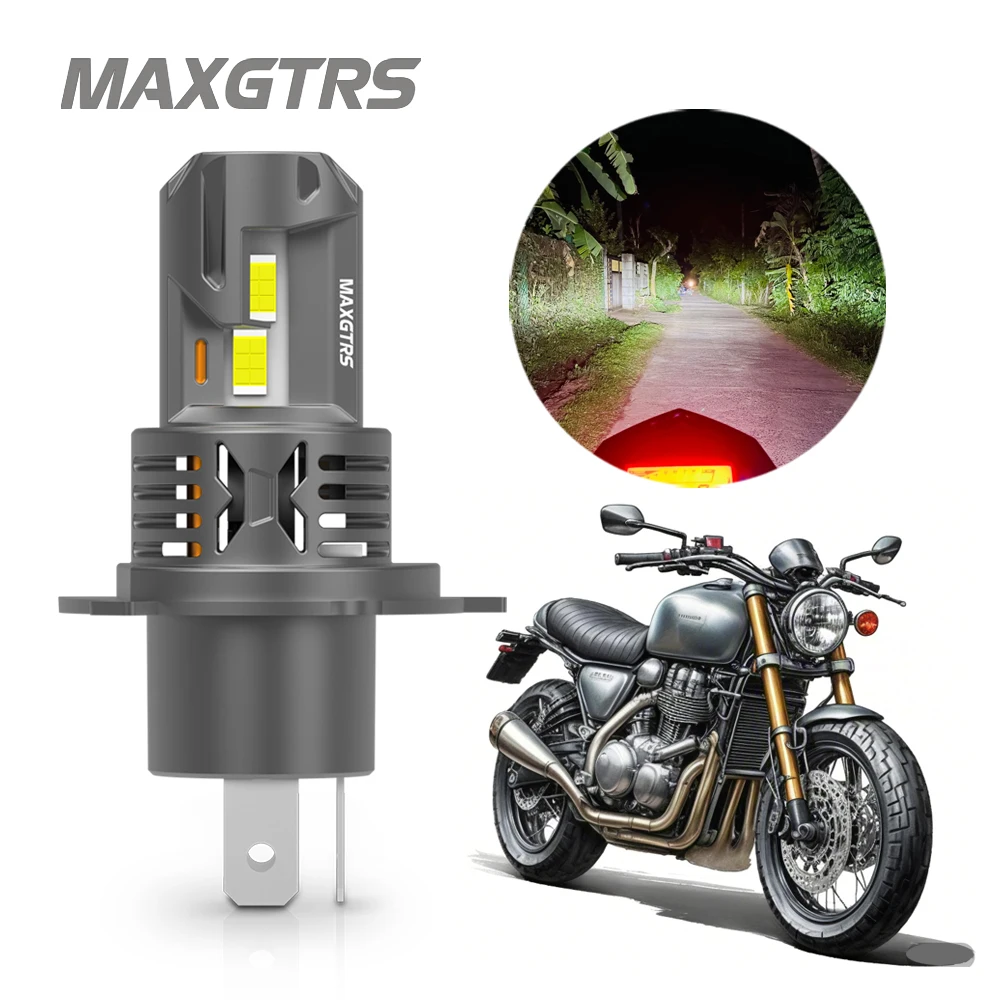 MAXGTRS 1pcs Motorcycle H4 LED Headlight High Low Beam
