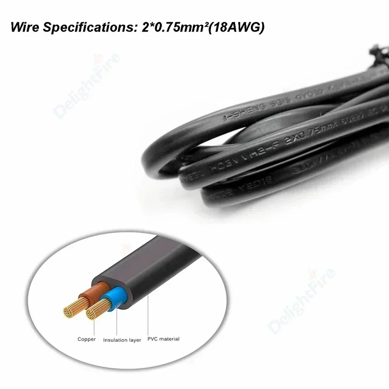 EU AC Power Cable 0.5m 1m 1.5m 2m 2 Prong IEC 320 C7 Figure 8  EU Plug Power Cord For PC Computer Monitor Laser Printer - 5