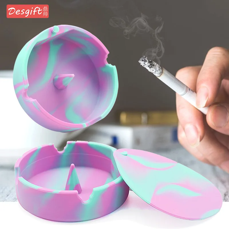 Cigarette Holder Silicone Ashtray Soft Eco-friendly Ash Tray Holder Heat-resisting Fluorescent Ashtray With Cover portable ashtray cigarettes ashtray silicone ashtray stainless steel ashtray metal ashtray air purifier ashtray wood ashtray ceramic ashtray
