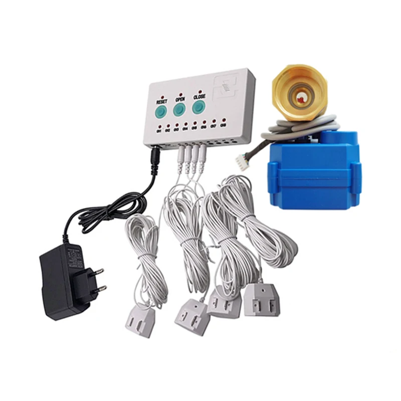 

Russian Shipping Water Leakage Alarm System 1/2", 3/4",1" Smart Valve & 4pc 6-M Water Sensors for Protection Against Water Leaks