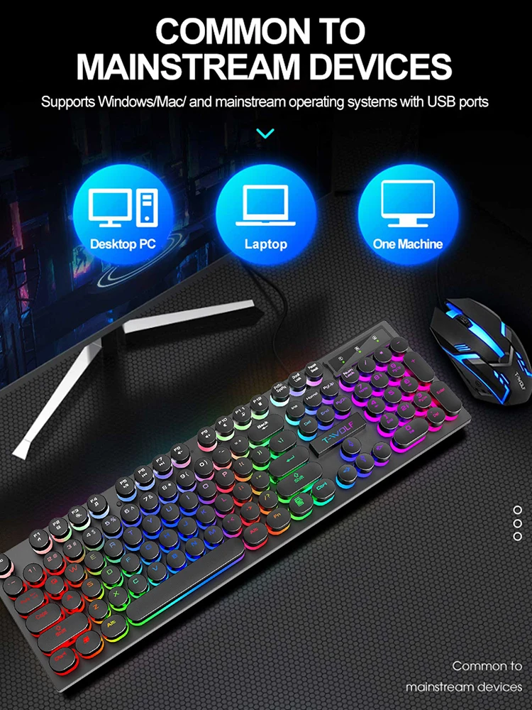 Shadow sensación mecánica, teclado, computadora de escritorio, computadora portátil, juego de esports, teclado con cable iluminado