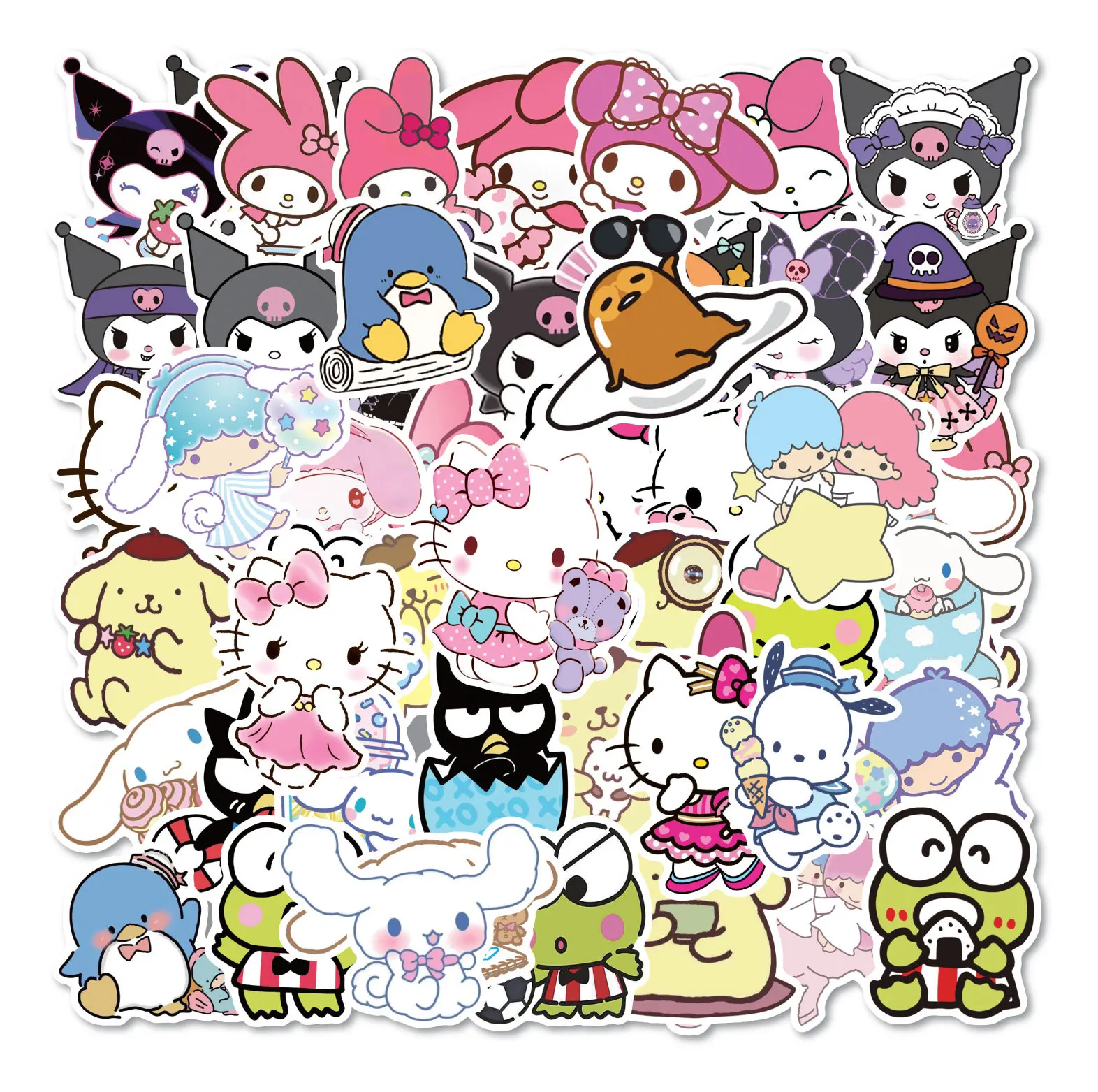 50pcs Sanrio Anime Stickers Cartoon Hello Kitty Kuromi My Melody Cute  Sticker Pack Toys For Girls Laptop Skin Kawaii Stickers