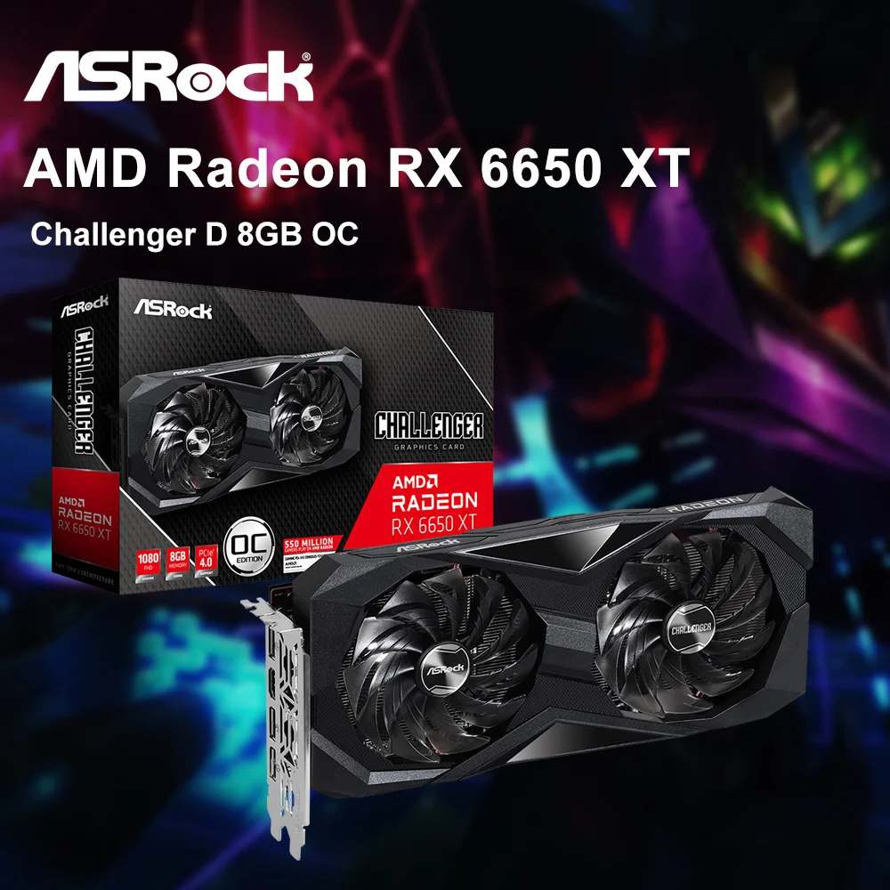 ASROCK New AMD Radeon RX 6650 XT RX6650XT 8GB OC GDDR6 7nm 6650XT Video  Cards AMD GPU Graphic Card gaming placa de video