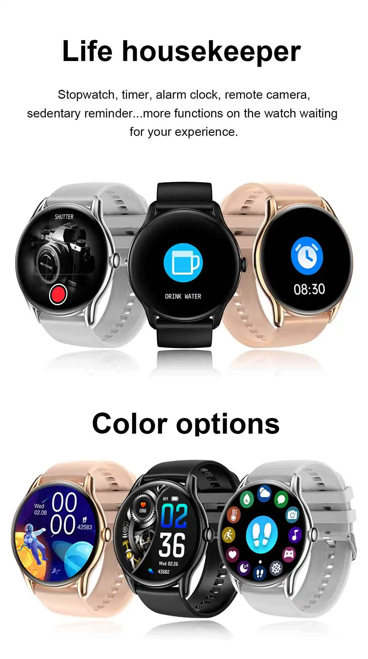 Smart Watch Women 1.32 inch 360*360 HD Screen Smartwatch Men Heart Rate Blood Pressure Monitor Sport Fintess Tracker for Android