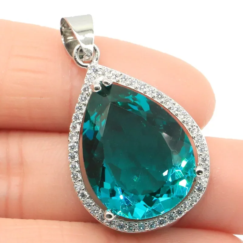 7g Real Customized 925 Solid Sterling Silver  PENDANT Drop Shape Zultanite Orange Spessartine Peridot London Blue Aquamarine CZ