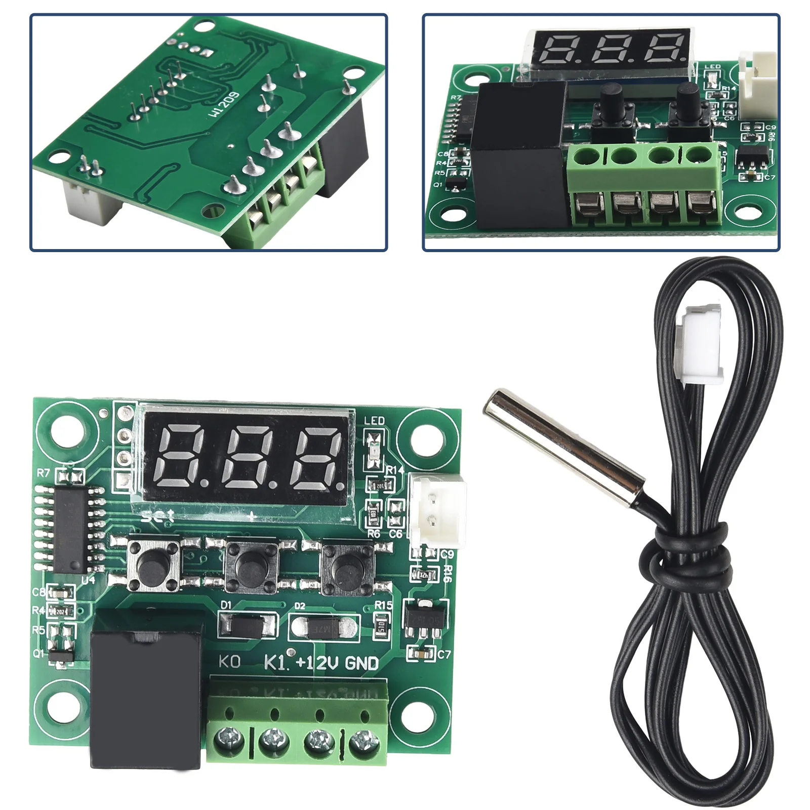

12V Digital Thermostat Sensor Temperature Control-Switch Module -50-110°C W1209 20A Relay Waterproof Sensor Measurement Tool