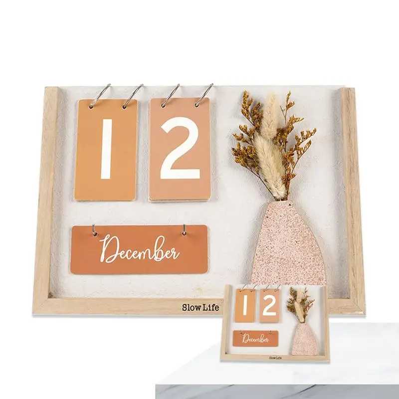 

2024 Wooden Frame Calendar With Dried Flower Calendar Desktop Jan To Dec 2024 Monthly Schedule Desktop Calendar 2024-2025