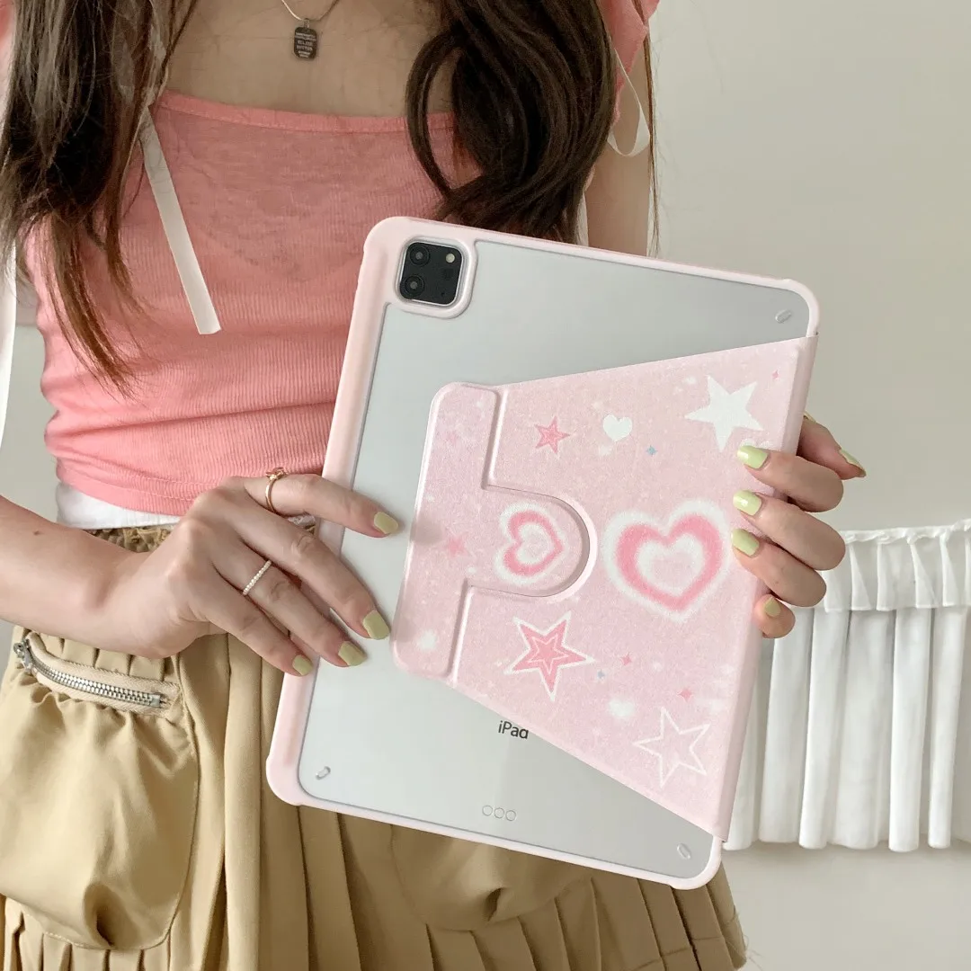 Pink Heart Love Case For iPad