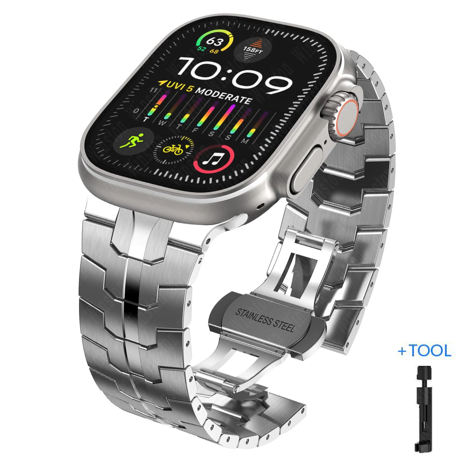 Luxury Titanium Stainless Steel Watch Strap - Premium Metal Bracelet