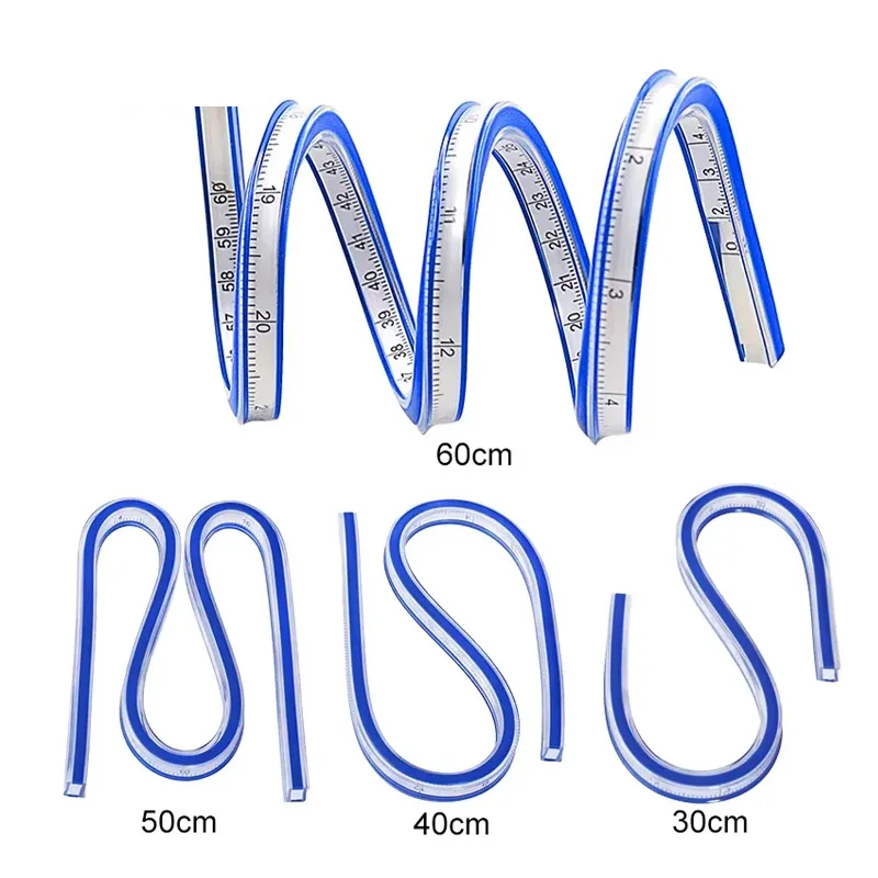 Flexible Curve Ruler 1Pcs Drafting Drawing Tool Plastic Vinyl Patchwork Sewing French Curve 30cm 40cm 50cm