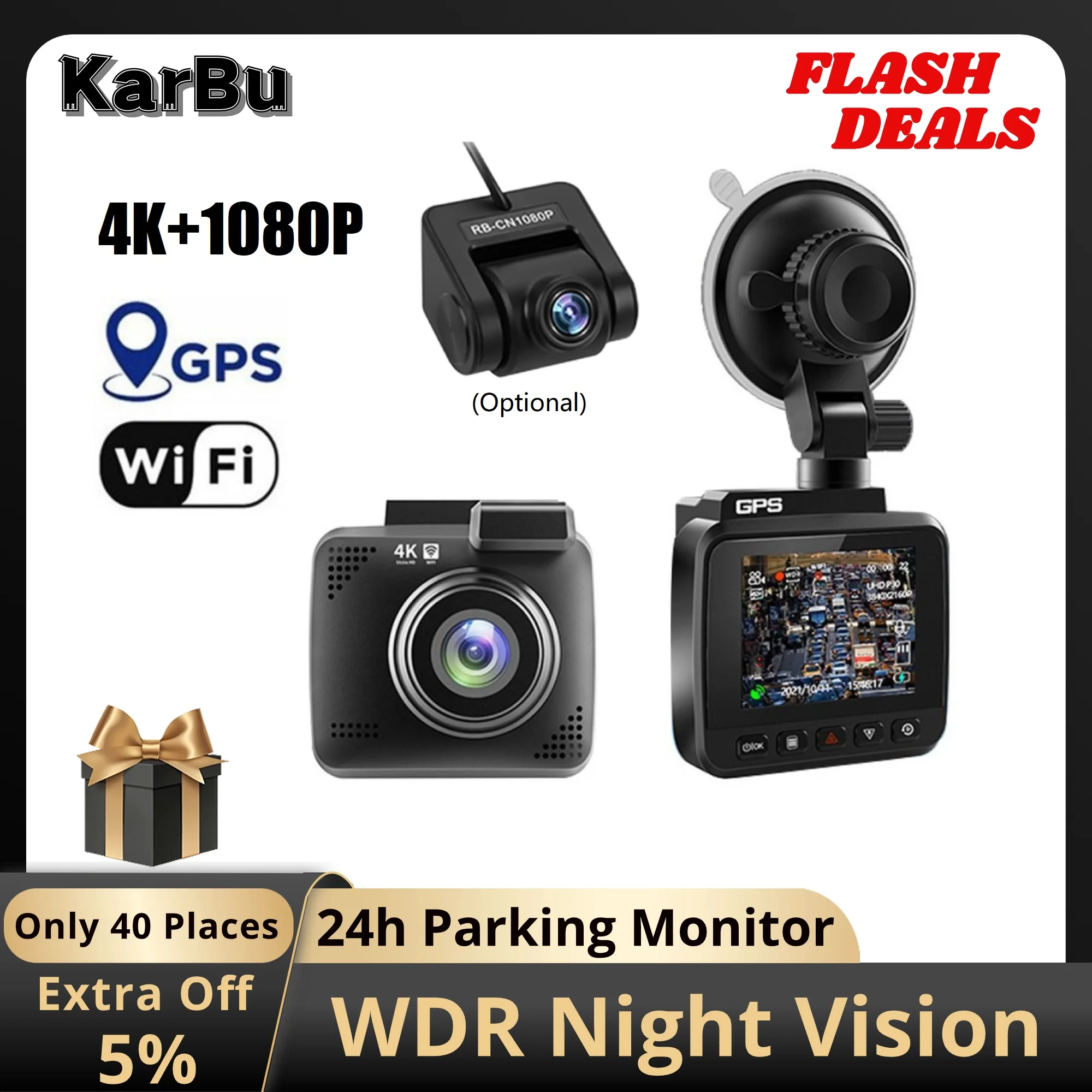 Dashcam 4K GPS Wifi 24h Monitor di parcheggio Dash Cam per telecamera per  auto Mini Night Vision Dvr registratore Video doppio Dvr anteriore e  posteriore - AliExpress