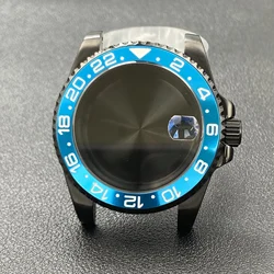Elegant 40mm Black Watch Case with 120 - Click Bezel for Automatic Mechanical Movement - Premium Dial Accessories (GMT 5 Alloy Bezel)