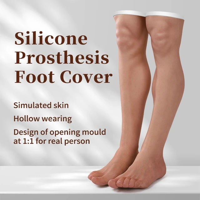 Silicone Artificial Prosthesis Foot Realistic Sleeve Simulated Skin Leg for  Cover Scars Young-aged COS Props