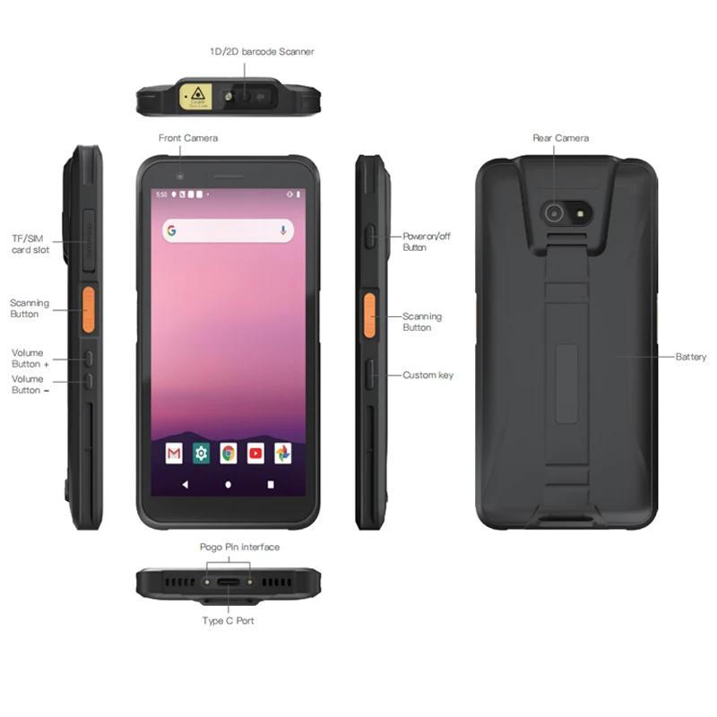 

Android 10.0 Handheld PDA Barcode Scanner Terminal Zebra 4710 1D/2D QR Code Scanner NFC 4GB+64GB GMS Version for WMS